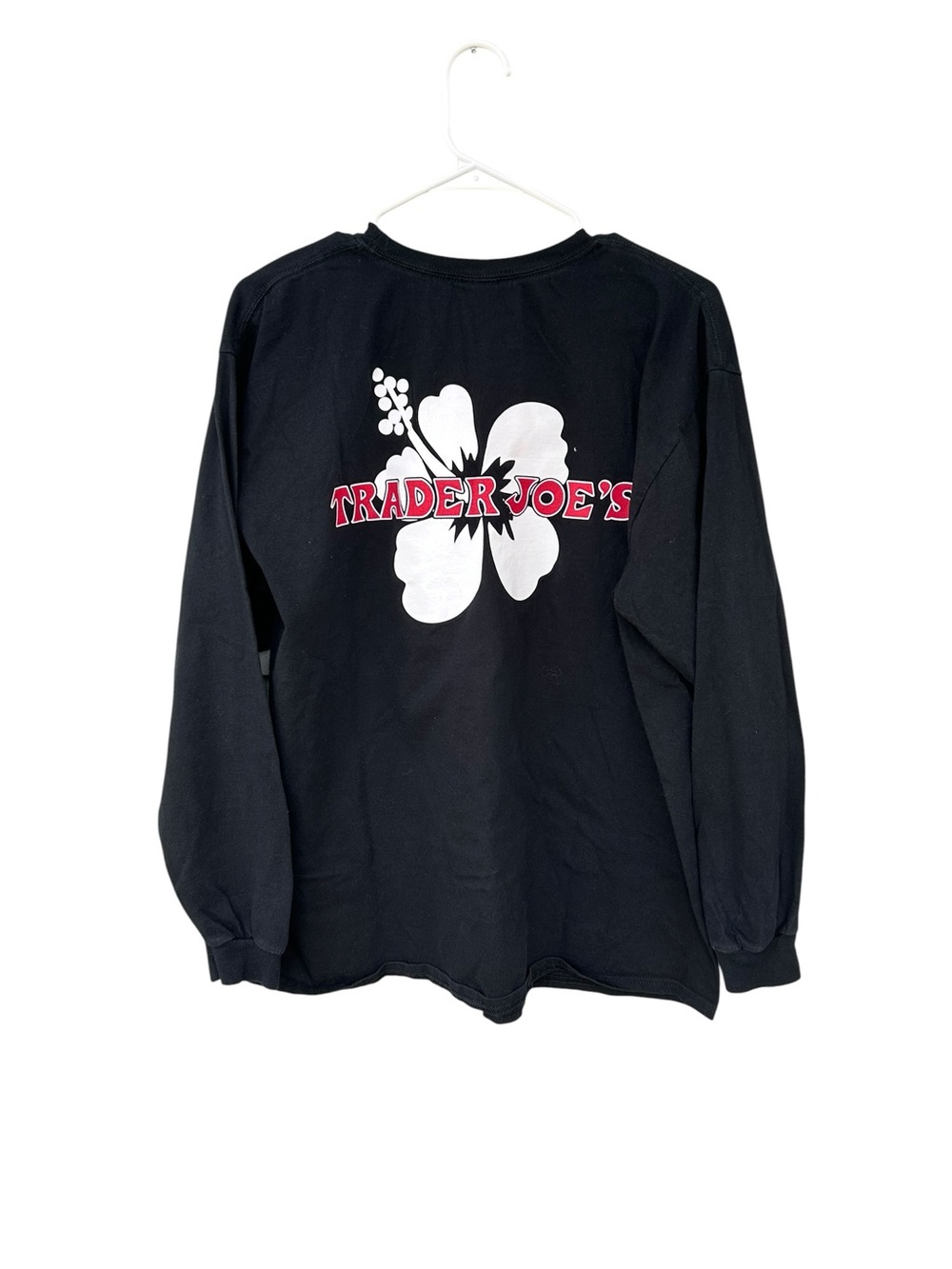 Trader Joe's Black Hawaiian Flower Logo Long Sleeve T-Shirt - Men’s Size XL